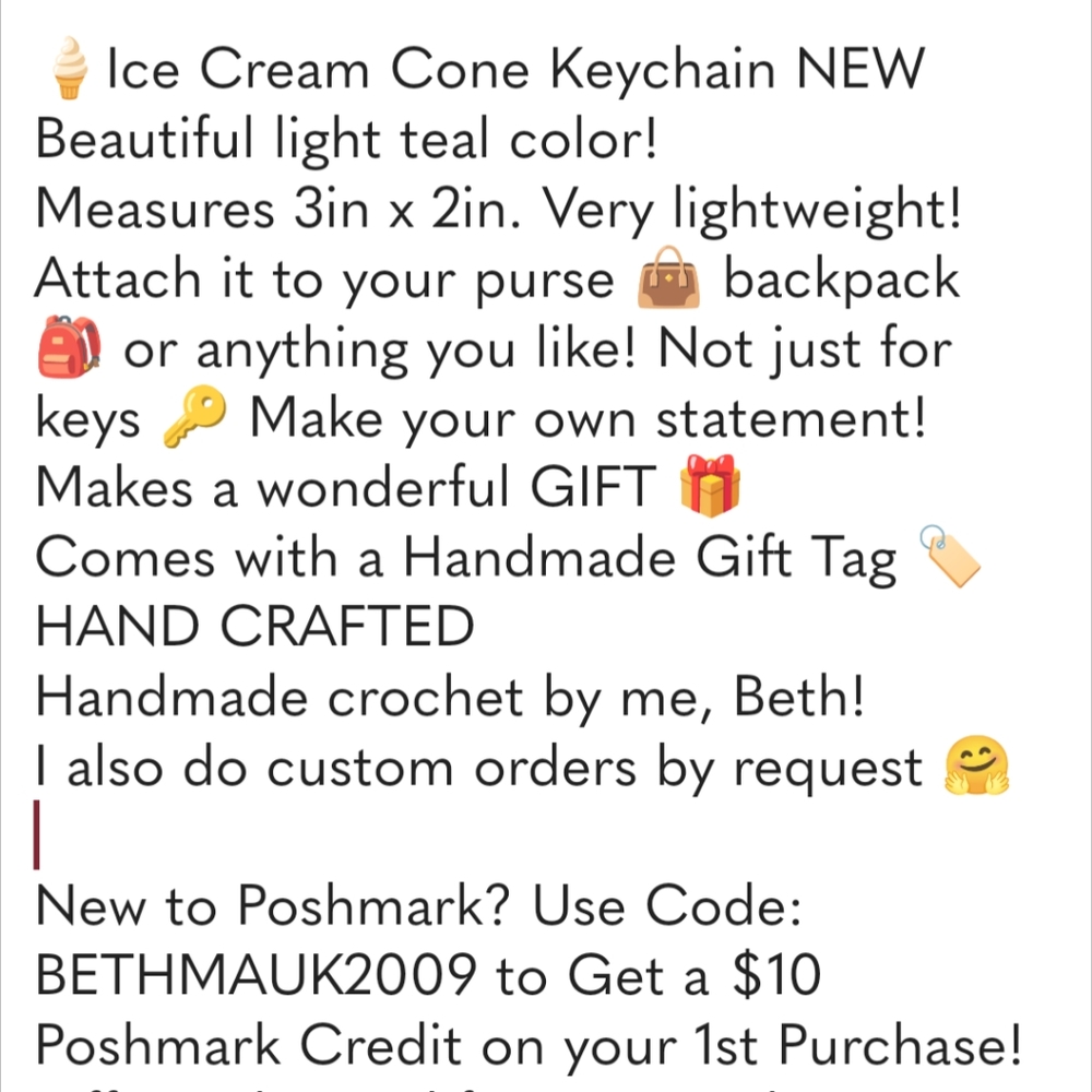 SOLD! Ice-cream Cone Crochet Keychain HANDCRAFTED Handmade - Picture 3 of 5